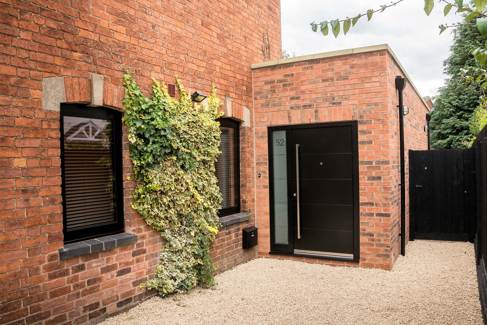 Modern black glass door